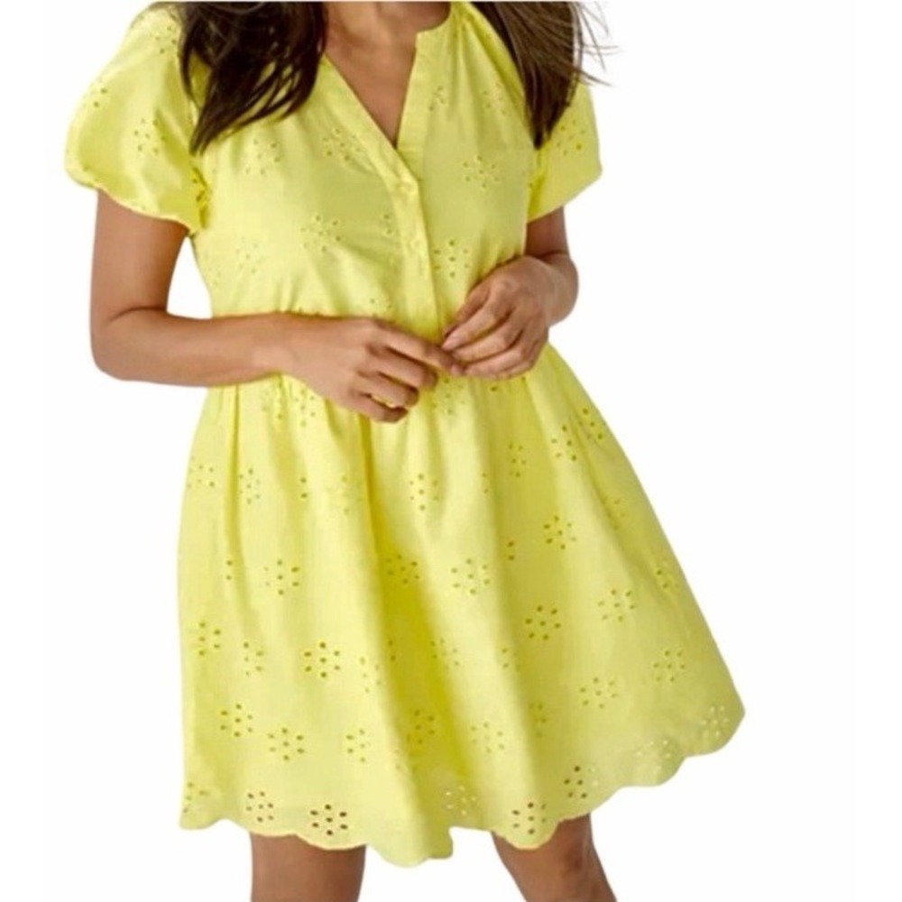 Peyton & Parker Malibu Yellow Eyelet Dress Sz Small Spring‎ Soft Girl Feminine